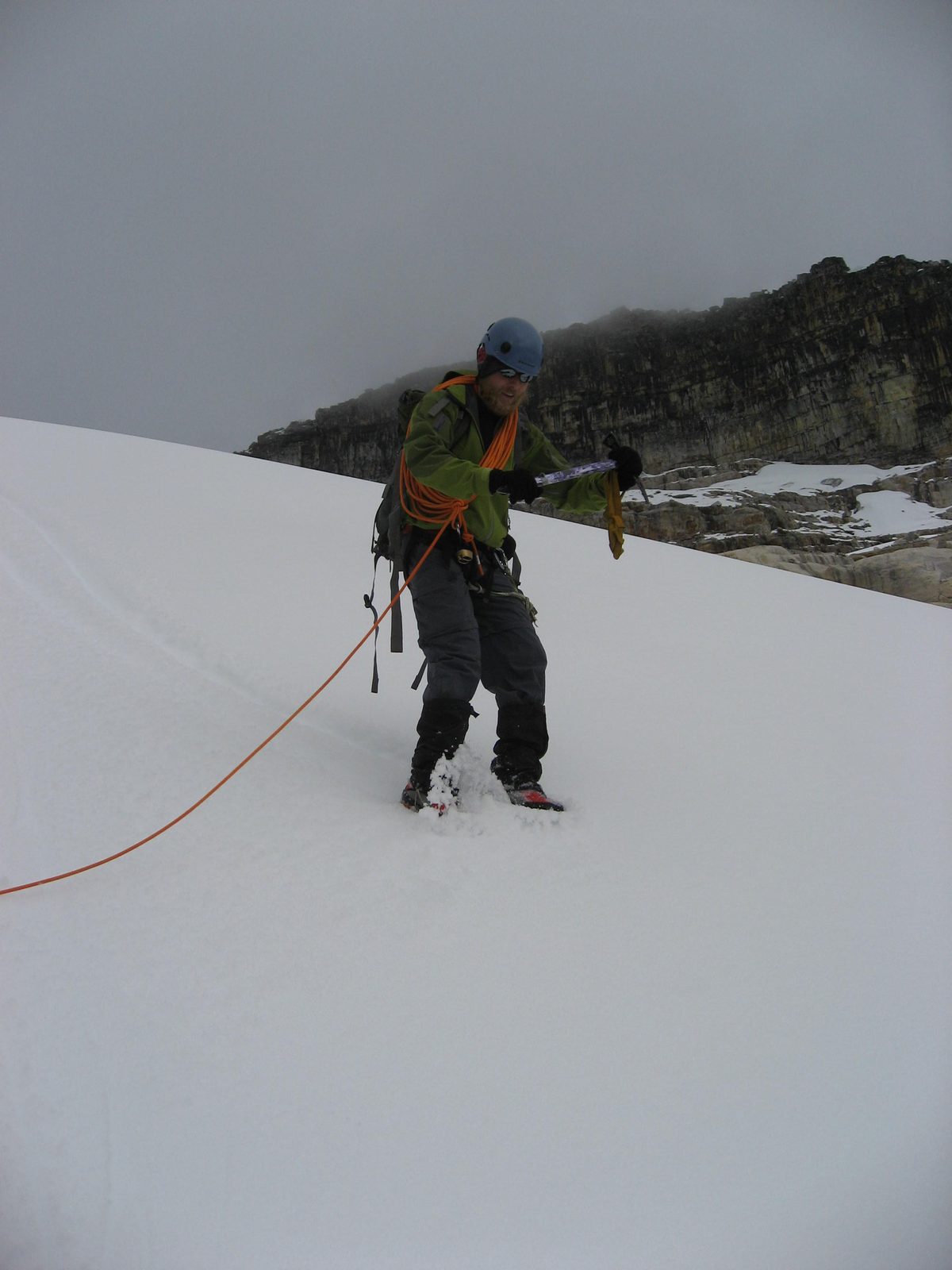 Woohooo!  Skiing without skis.  This is at the toe of the glacier, just a few feet before it...