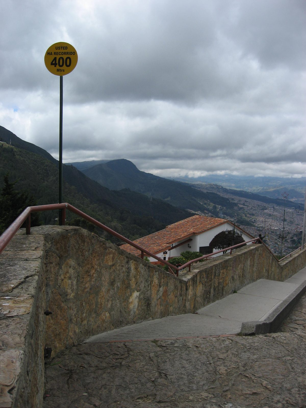 Instead of riding the gondola, you could walk up stairs from the base of the mountain.  Sadly,...
