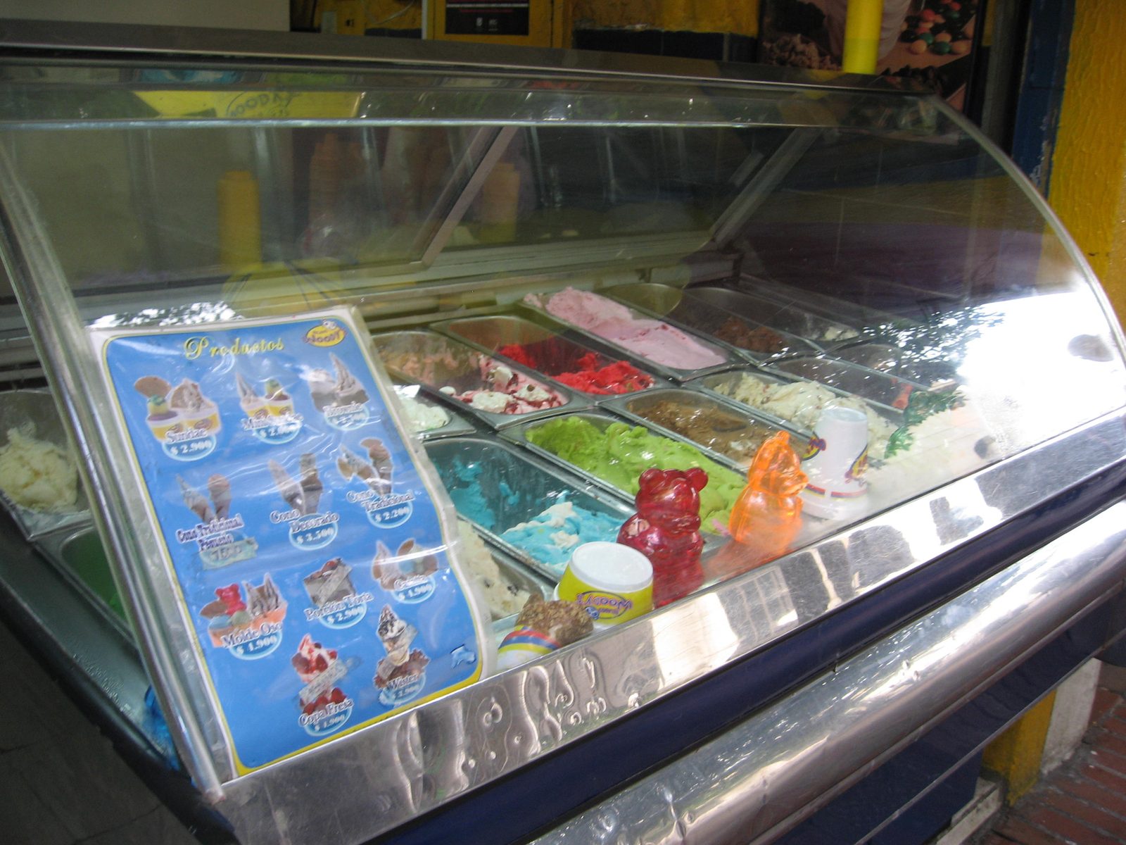 Colorful ice cream stand.