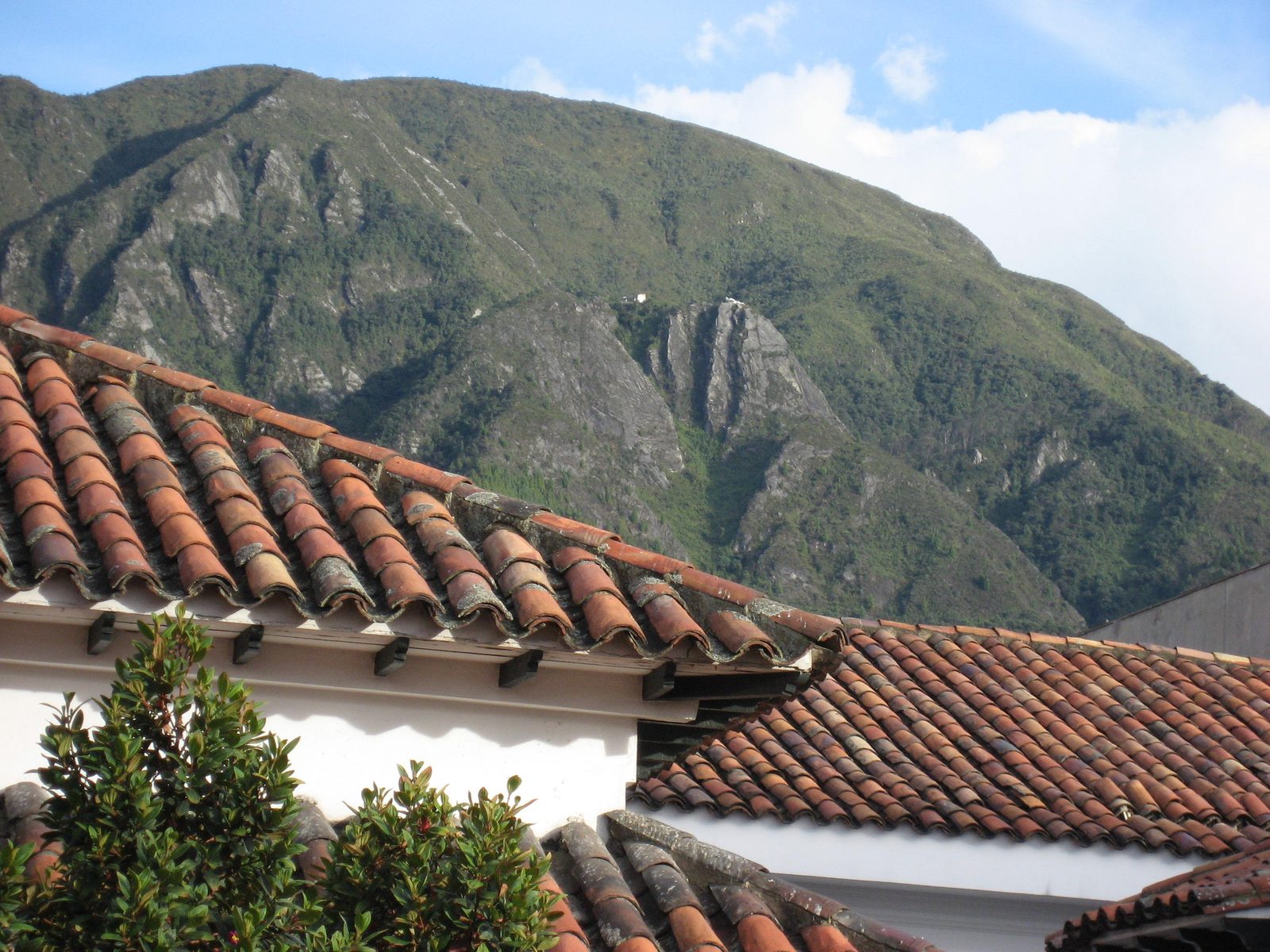 View of the Andes from the courtyard inside the Botero museum.