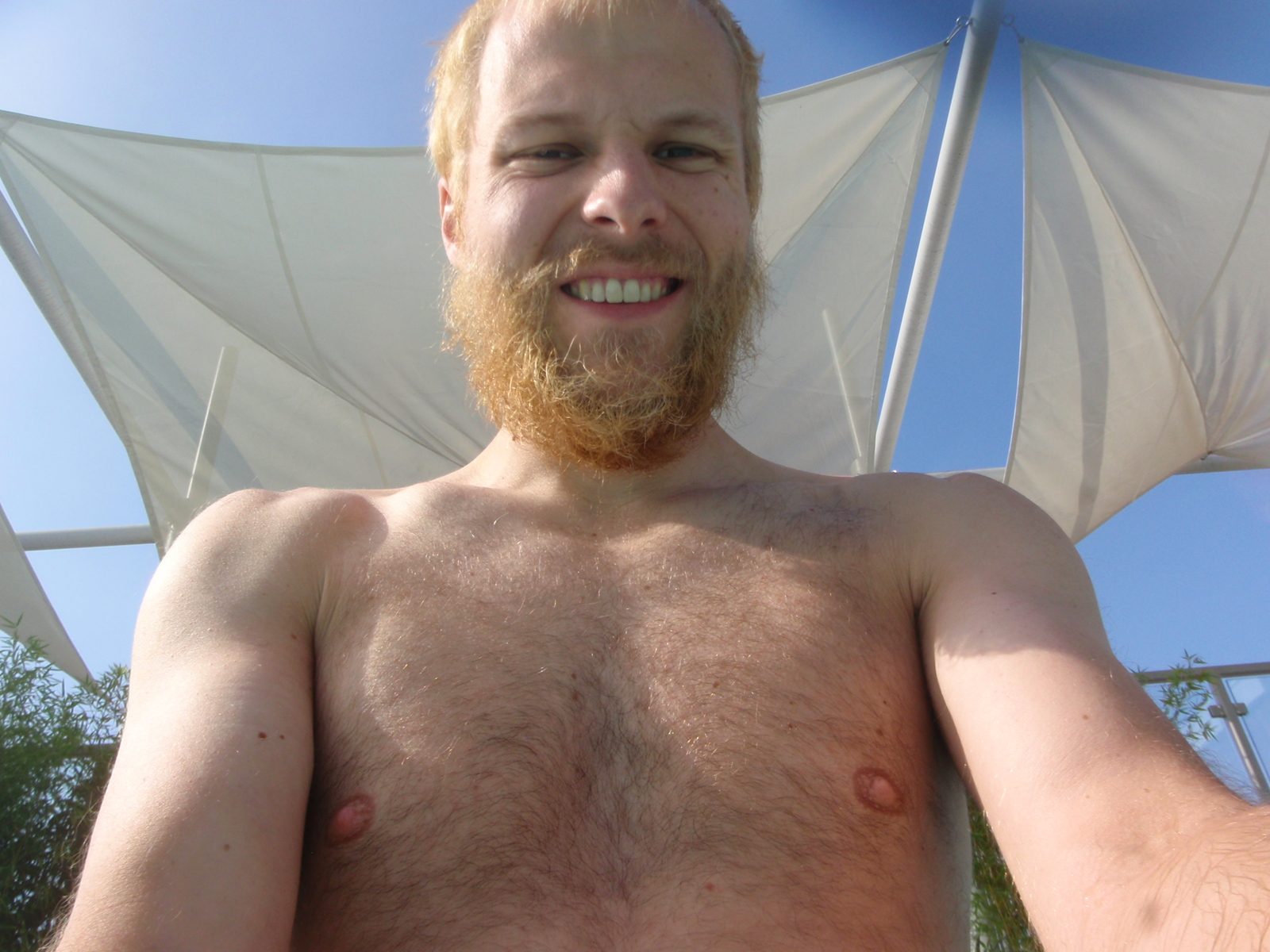 Self portrait at the pool at the Avia hotel.