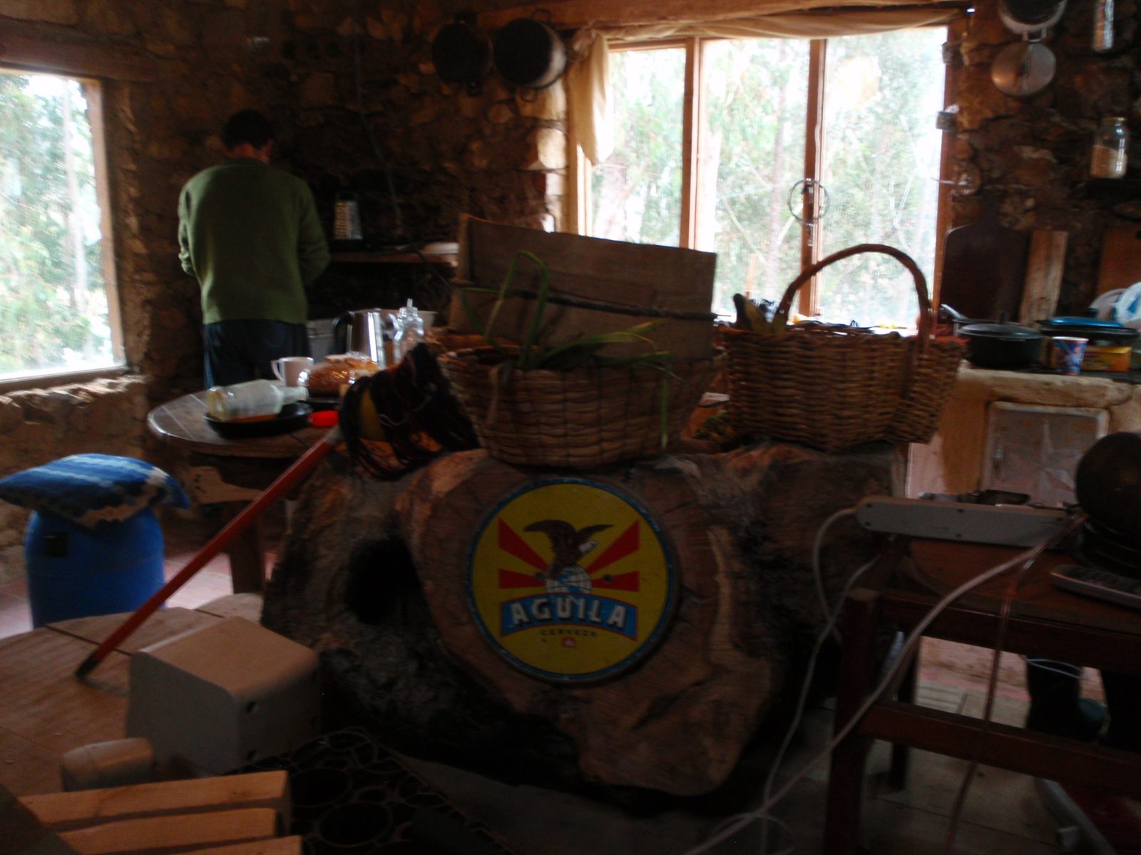 My guide, cooking me breakfast.  He is also a part time baker and kneads bread on this large...