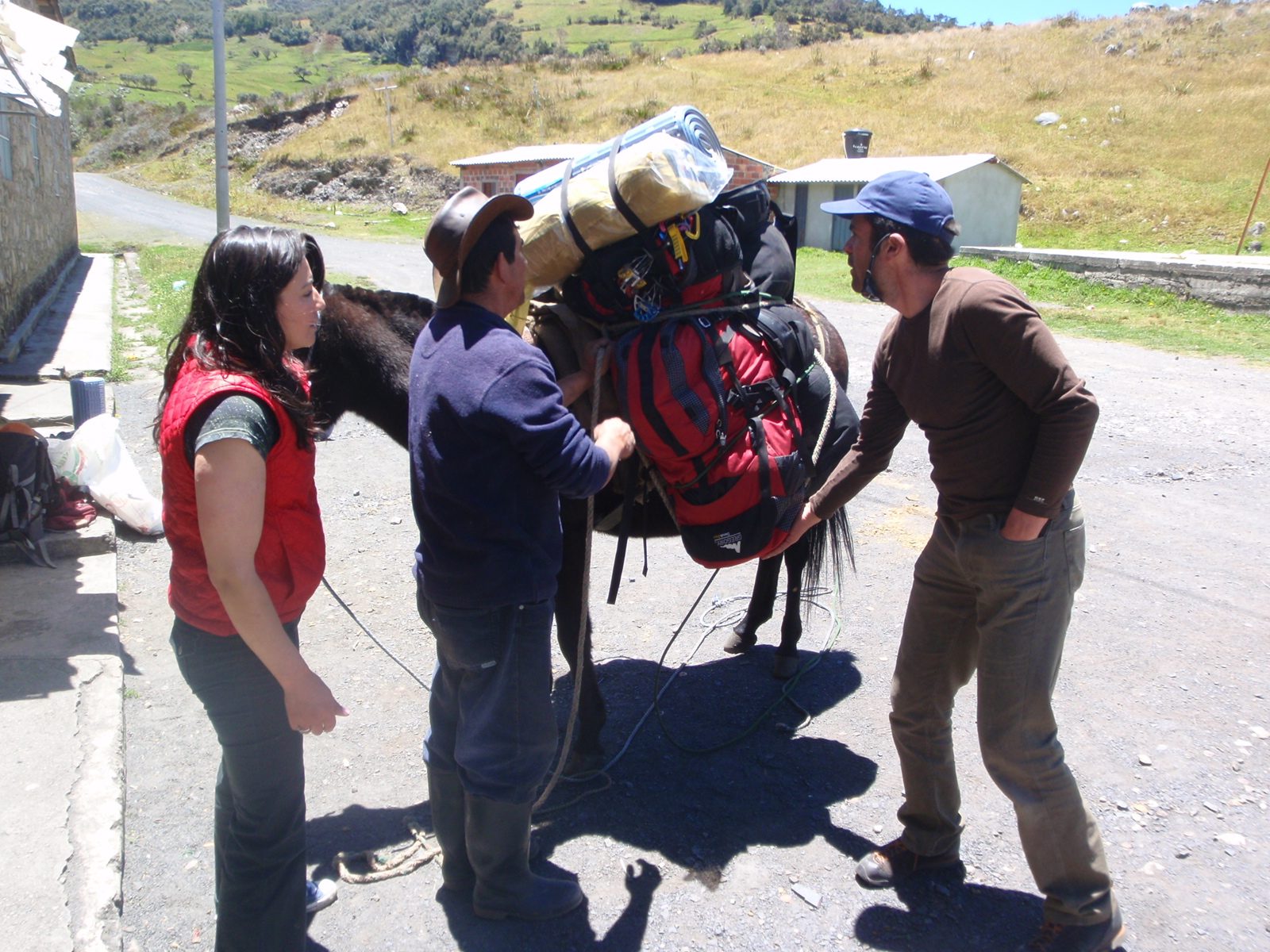 All packed up and ready to go.  My backpack sure looks funny mounted upside down like that. ...