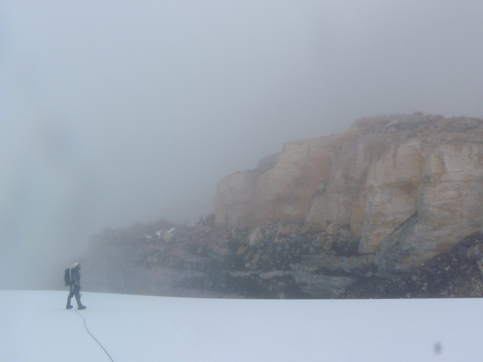 After getting a little lost, we decide to leave the glacier early, a few thousand feet high, and...