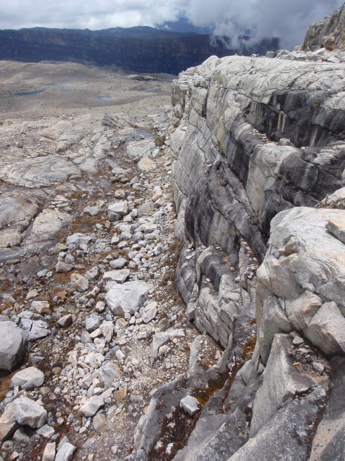 Look closely: there are actually cairns along this cliff and it is a hiking path.  We decided to...