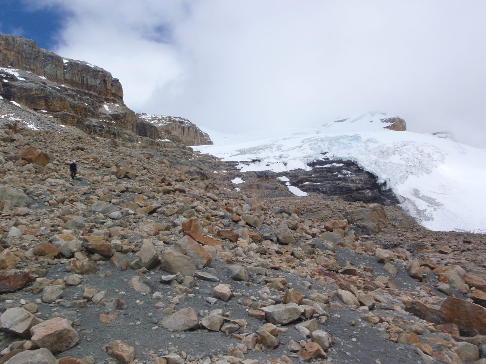 Hiking down off the glacier.  It was a smart move to leave the glacier high since our visibility...