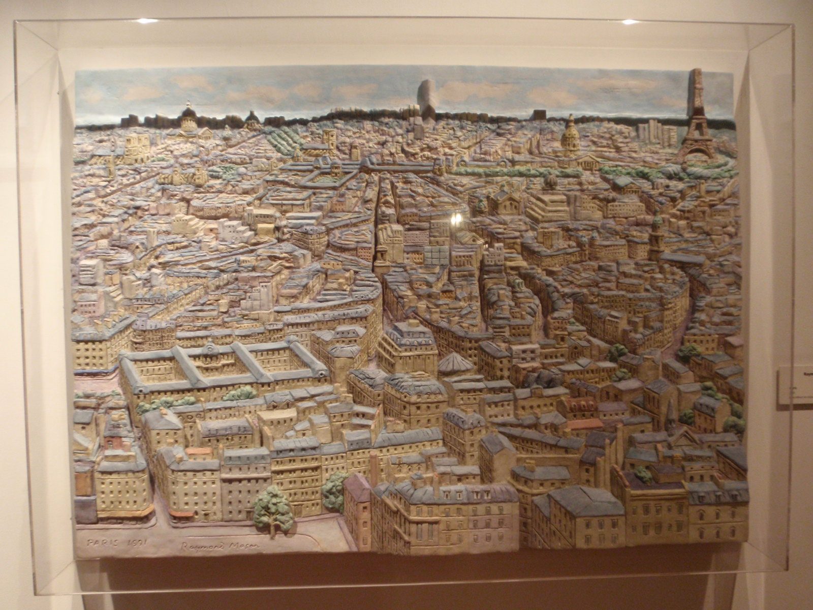 Interesting wood cut of Paris in the free to the public Botero museum.