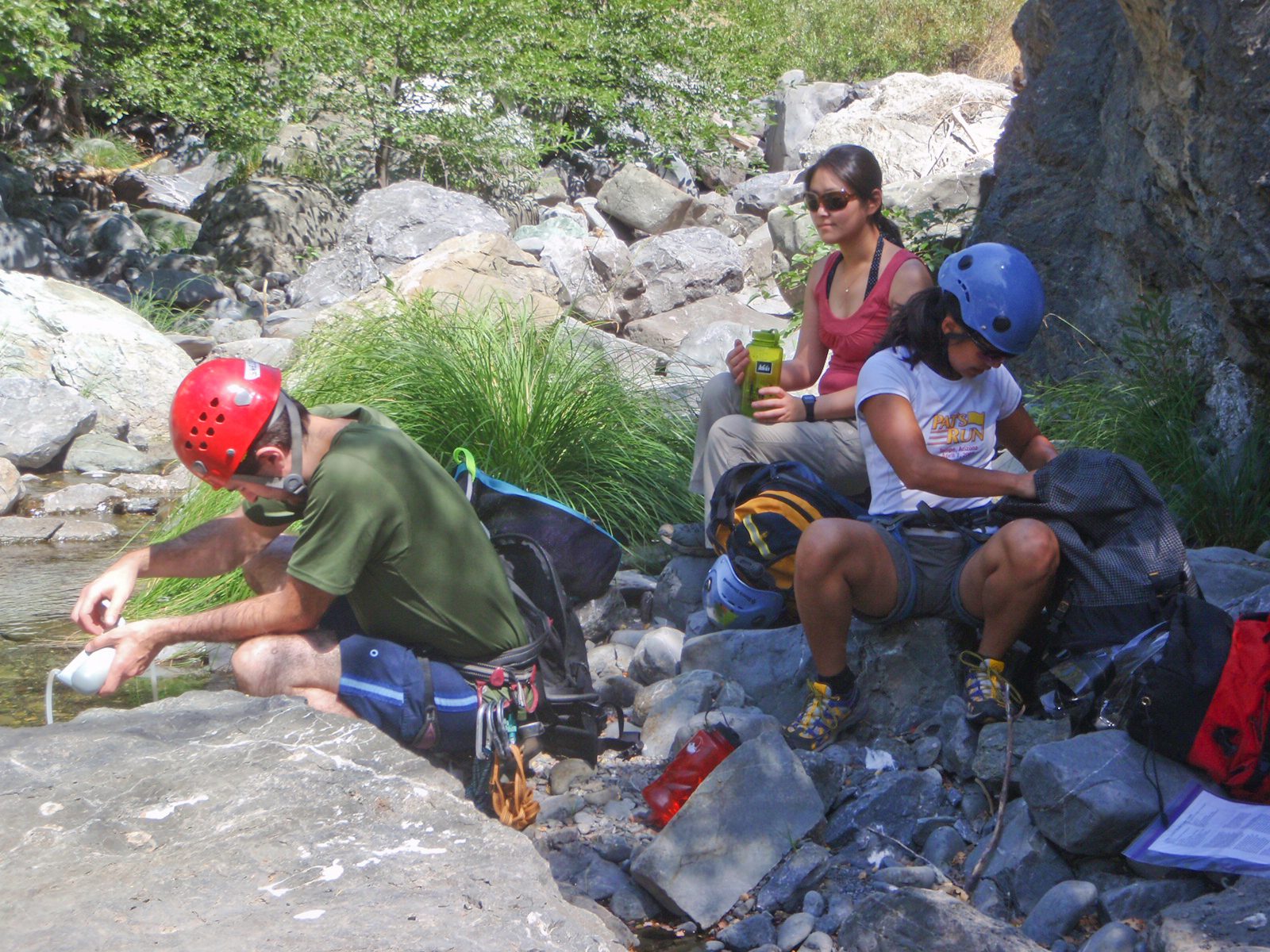 Before starting, the group hydrates up so we won't have to later.