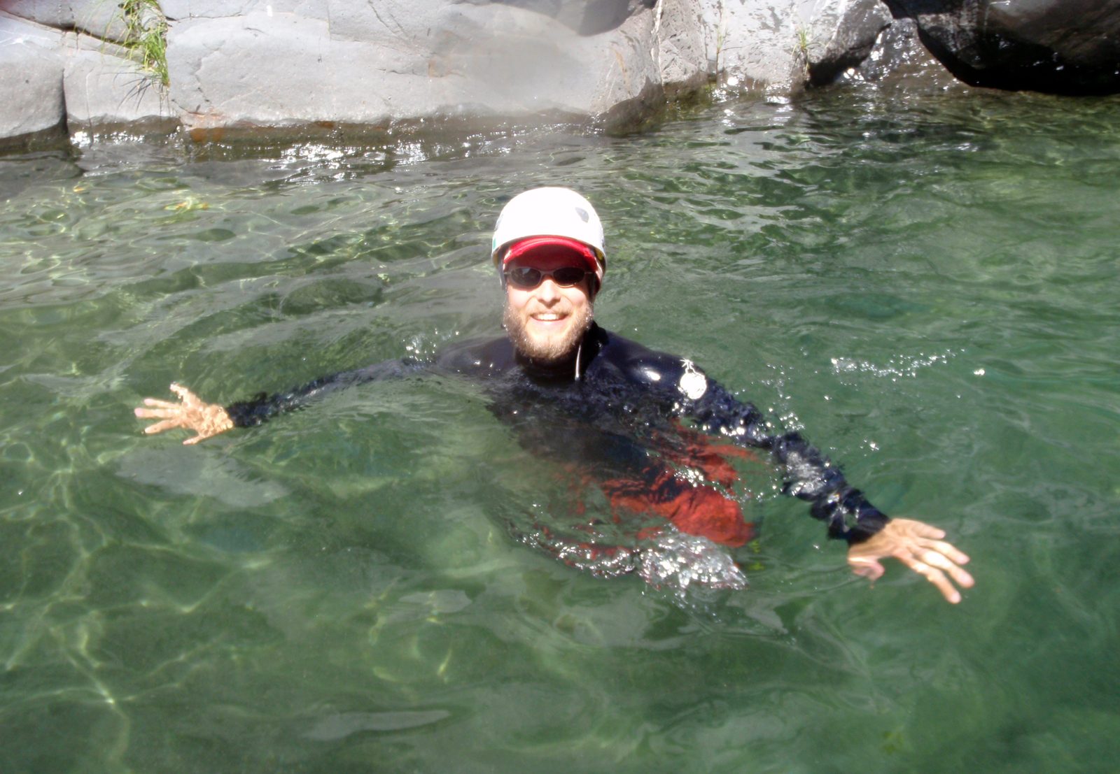 John, taking a swim in the first swimming hole.
