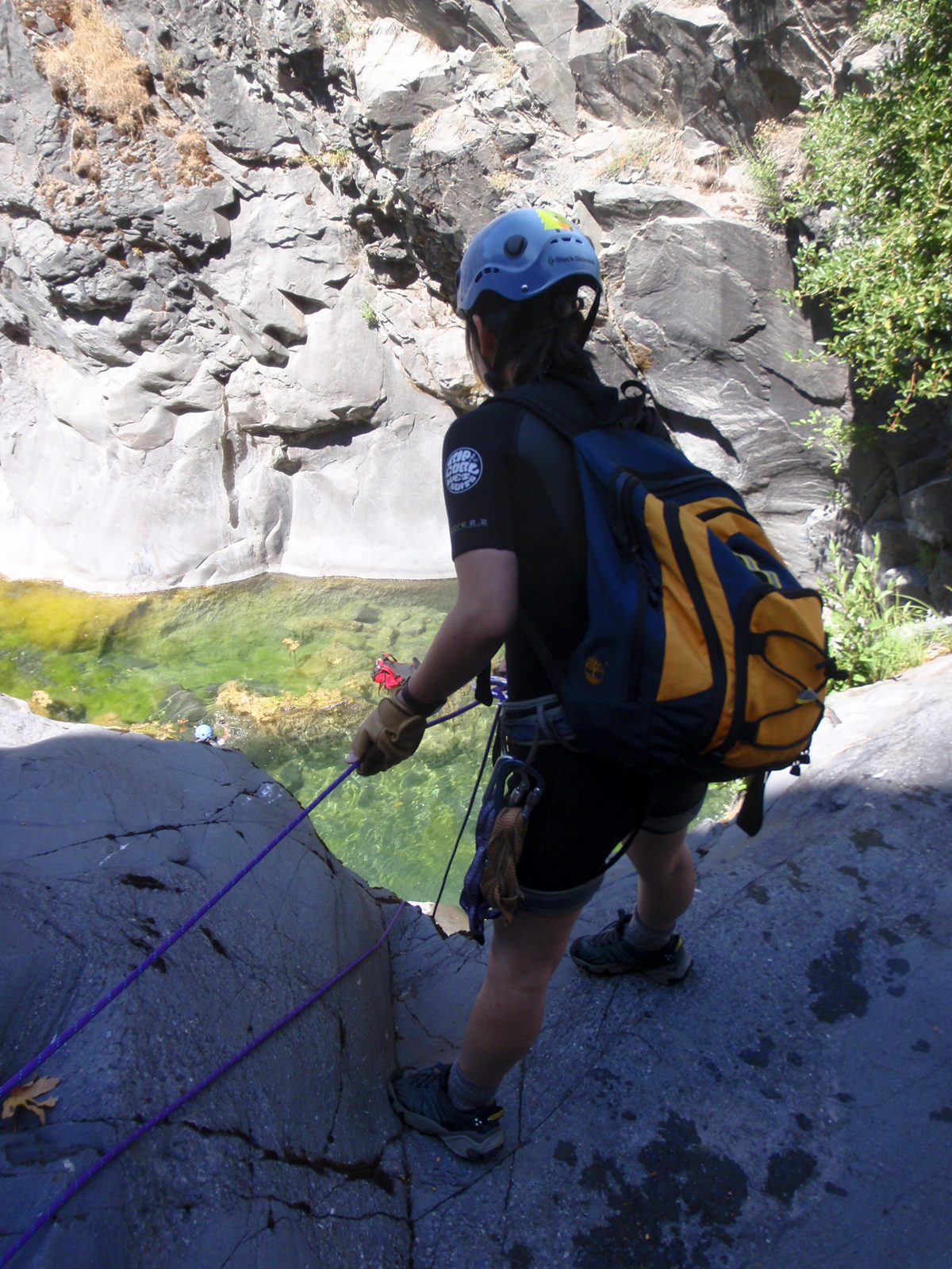 Monica gets ready to go on rappel.