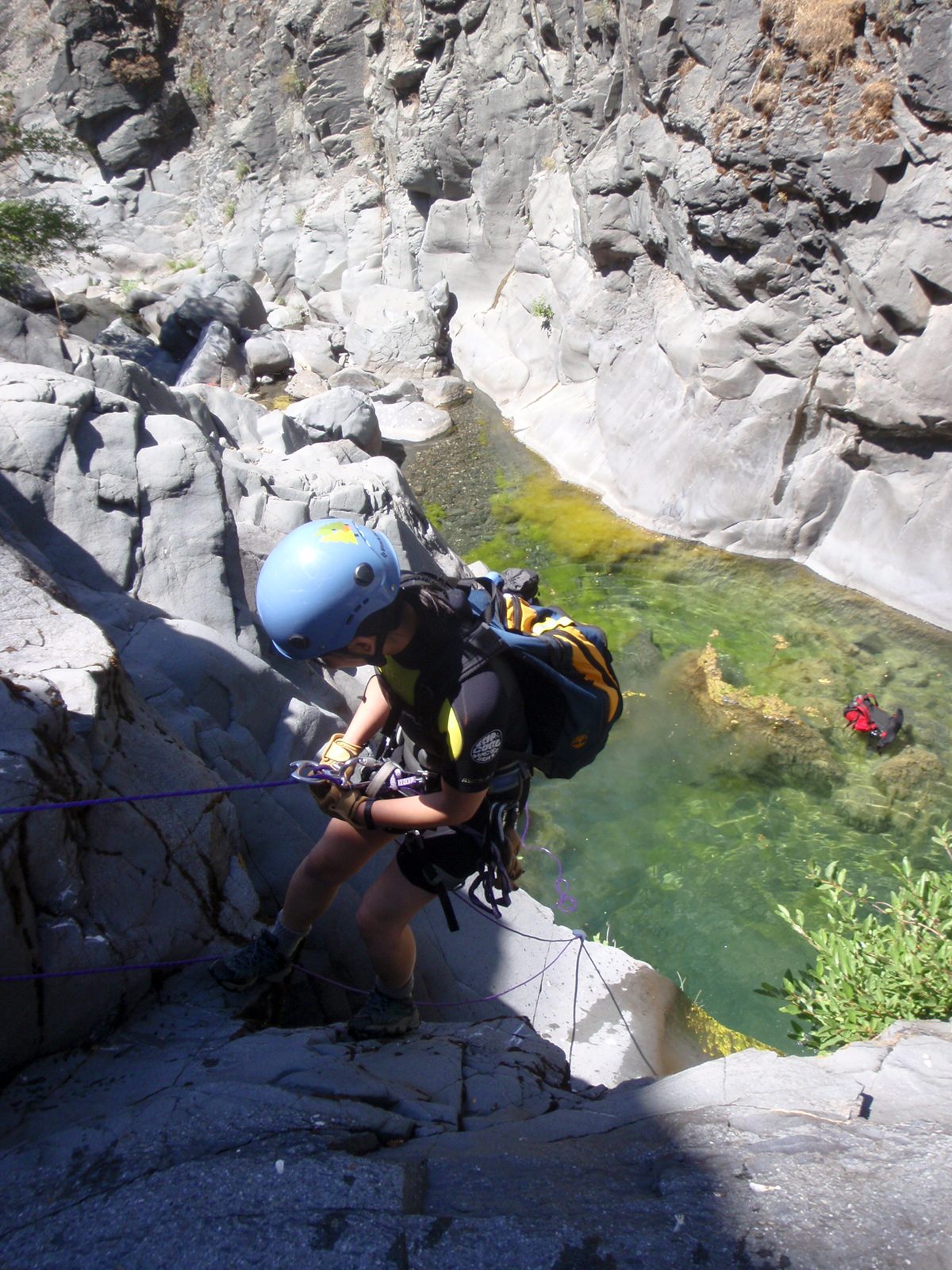 Monica on the first rappel.