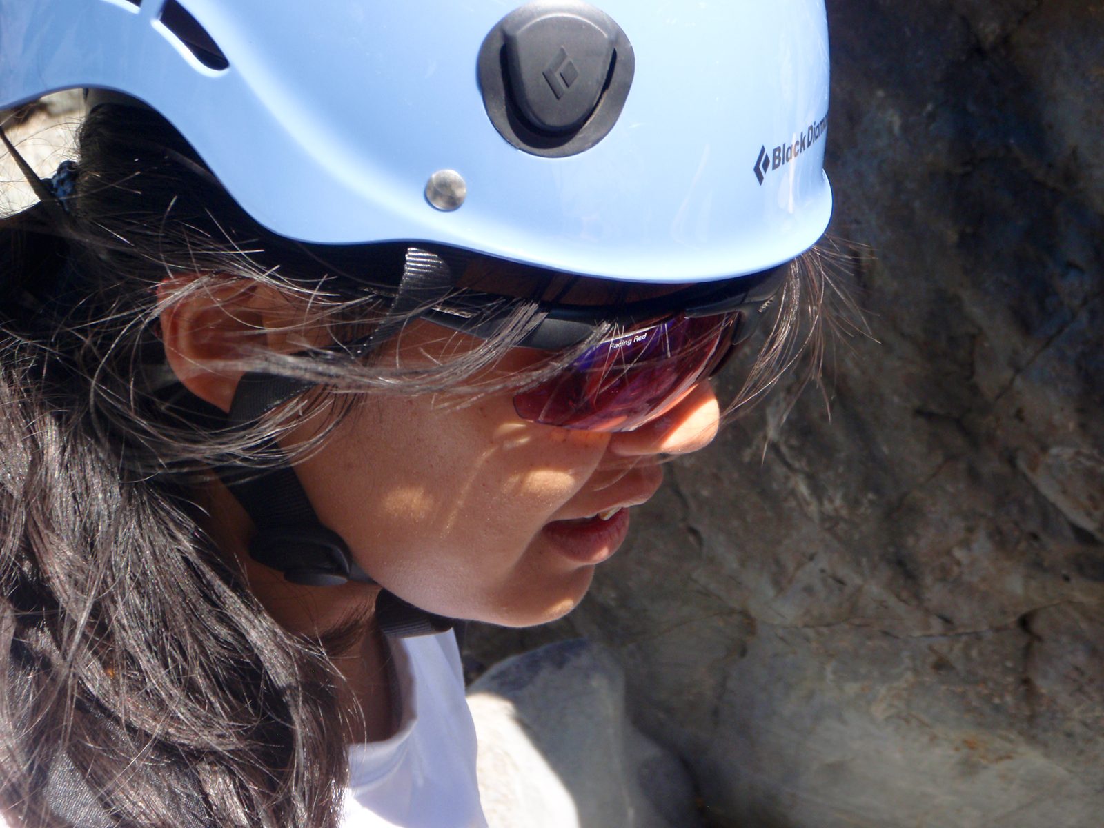 Christina at the second rappel station.