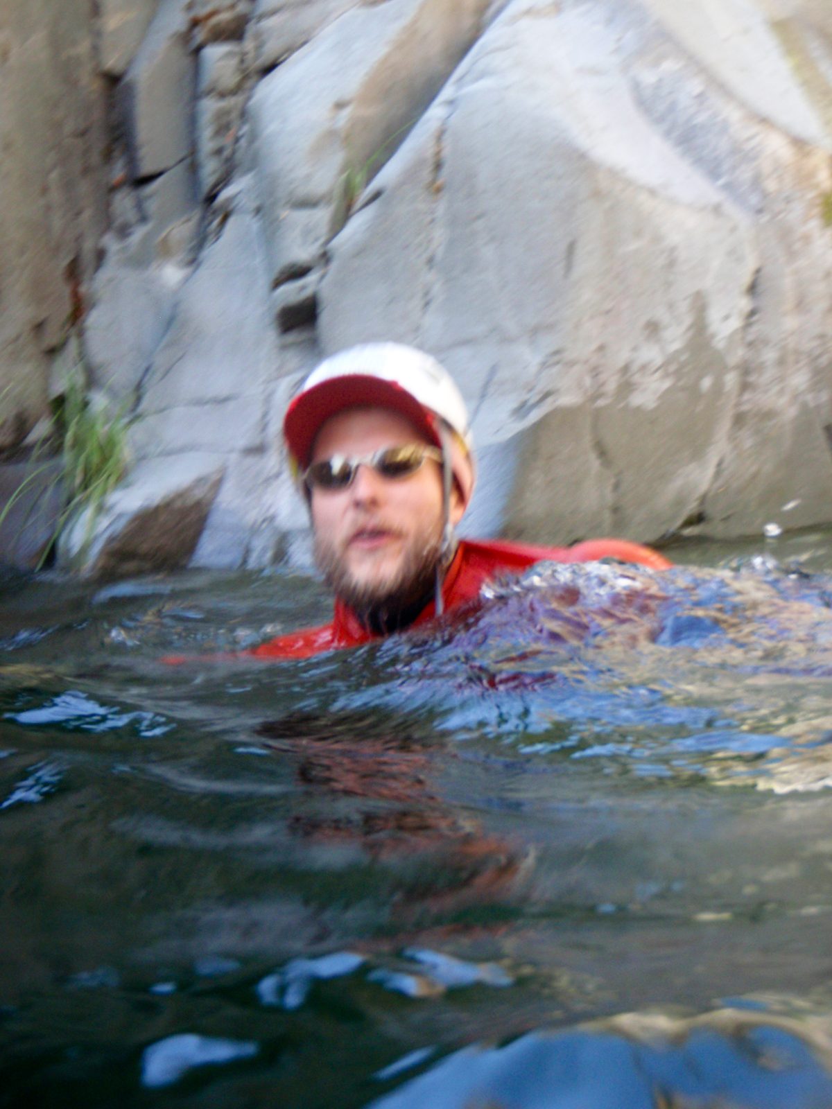 John, swimming back to shore to jump again.
