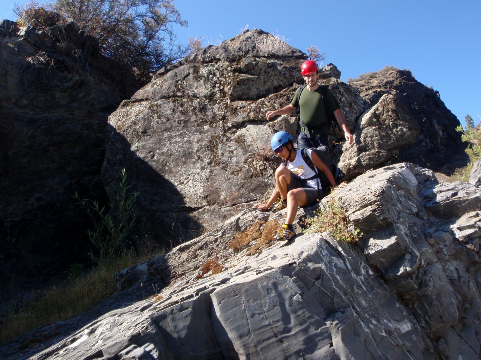 Chris and Christina cut around the final waterfall before our exit.