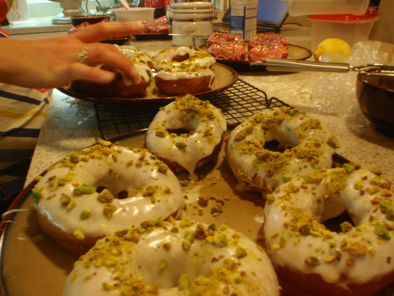 The donuts were then topped with chopped roasted pistachios.  All together, the zesty lemony...