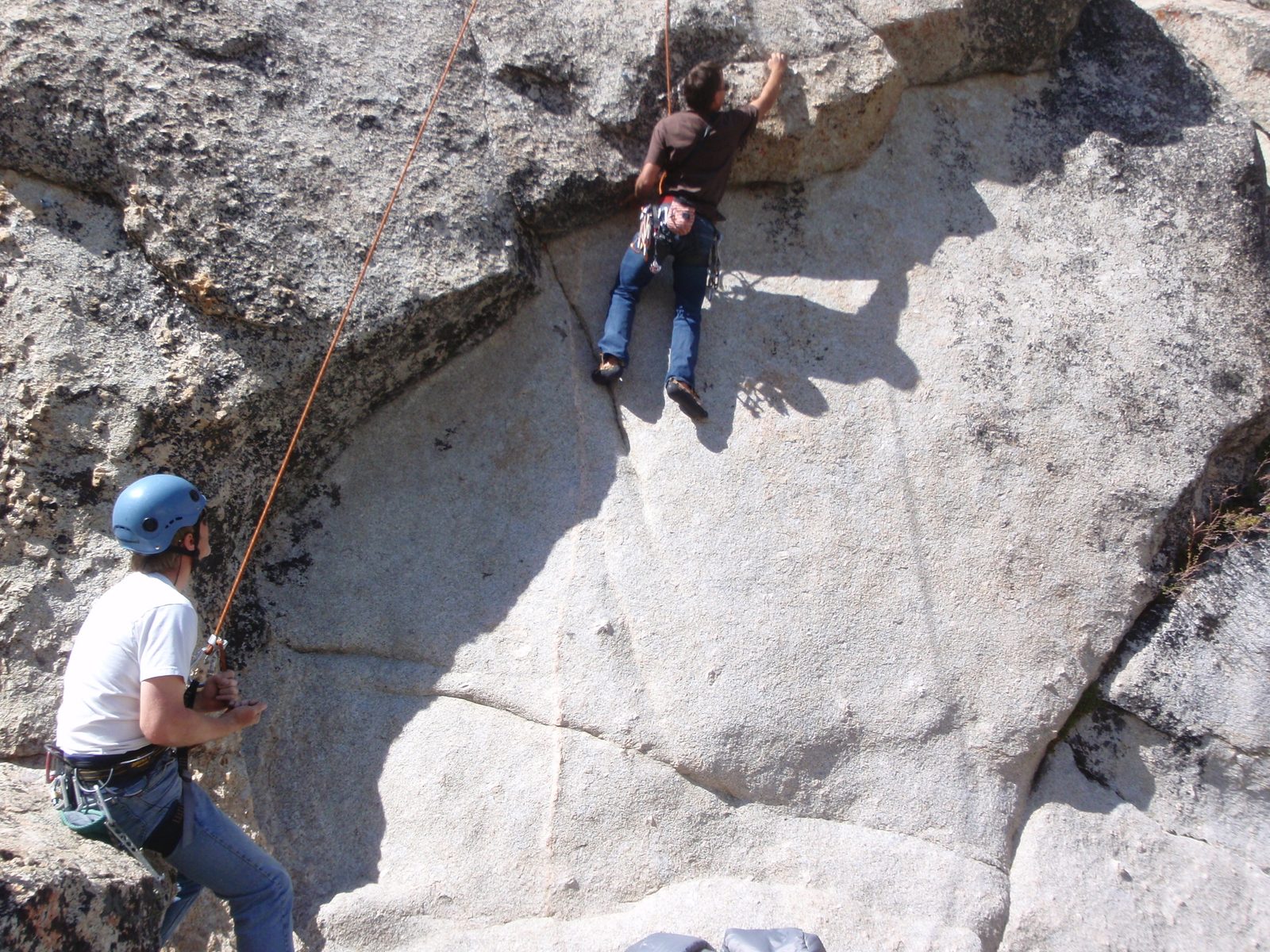 Jim trying a direct variation on the 5.10c.