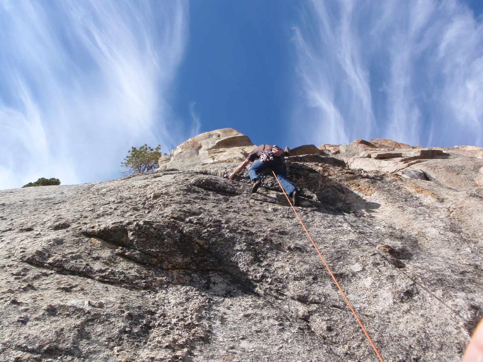 Jim found a way up the direct face. Impressive! I think he did put his foot on a bolt though.