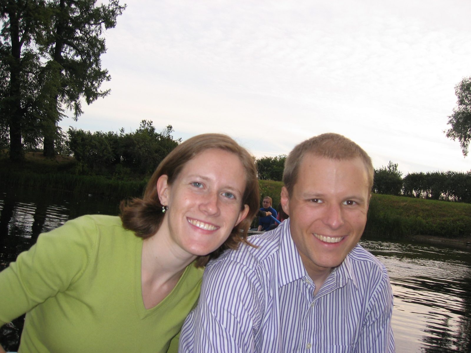 John and Alison on a row boat.