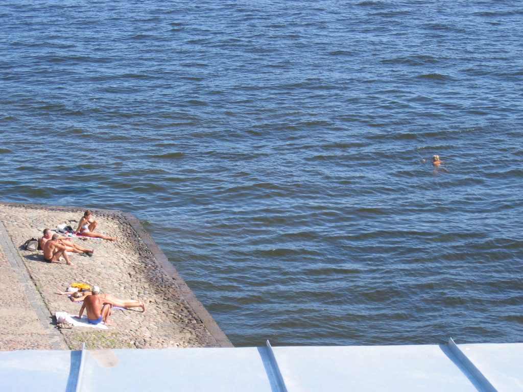 Swimming in the Neva river.  Not sure I would have done this.