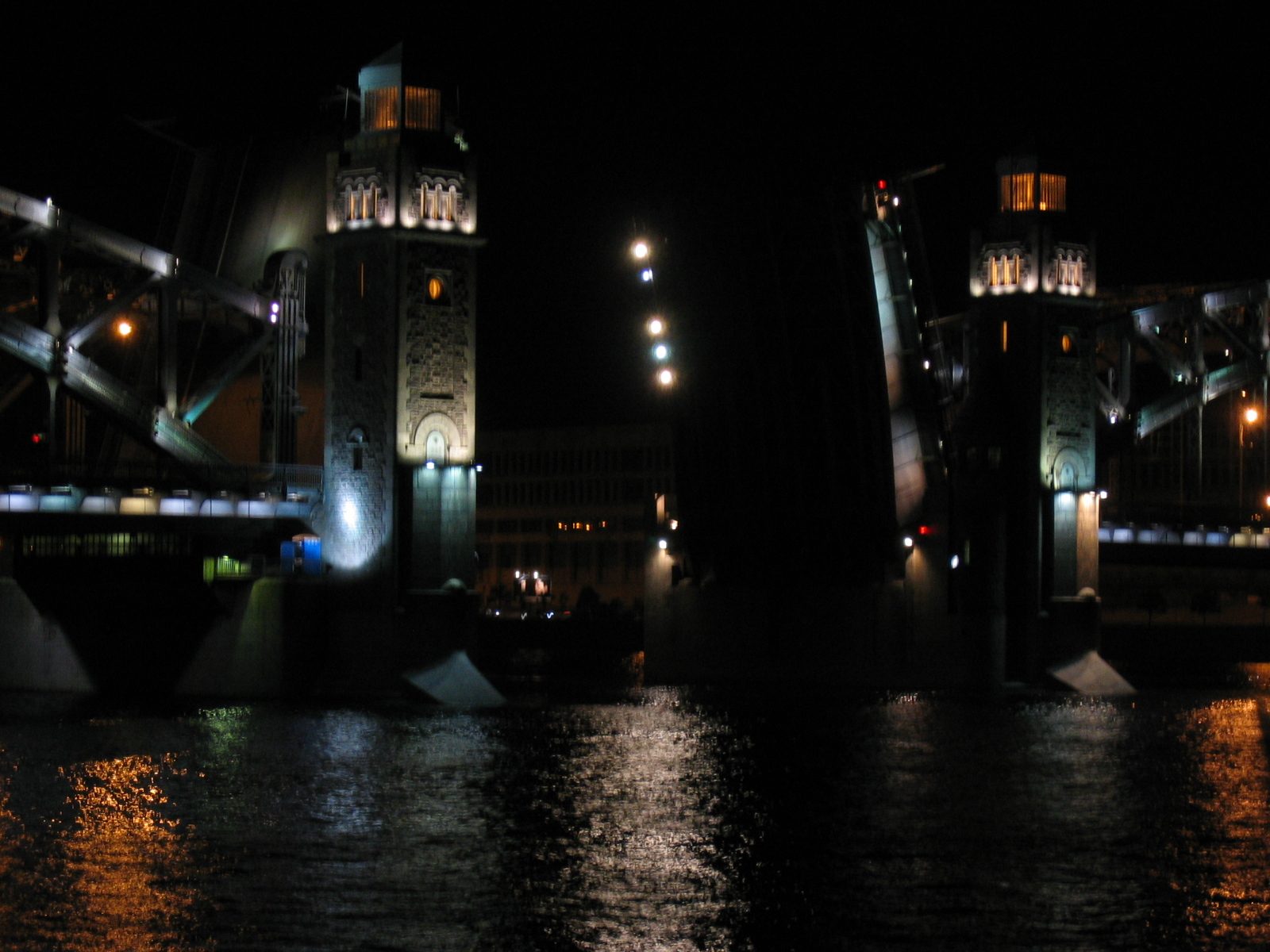 At night, the bridges in St. Petersburg all go up in sequence to let the ships in and out.  We...