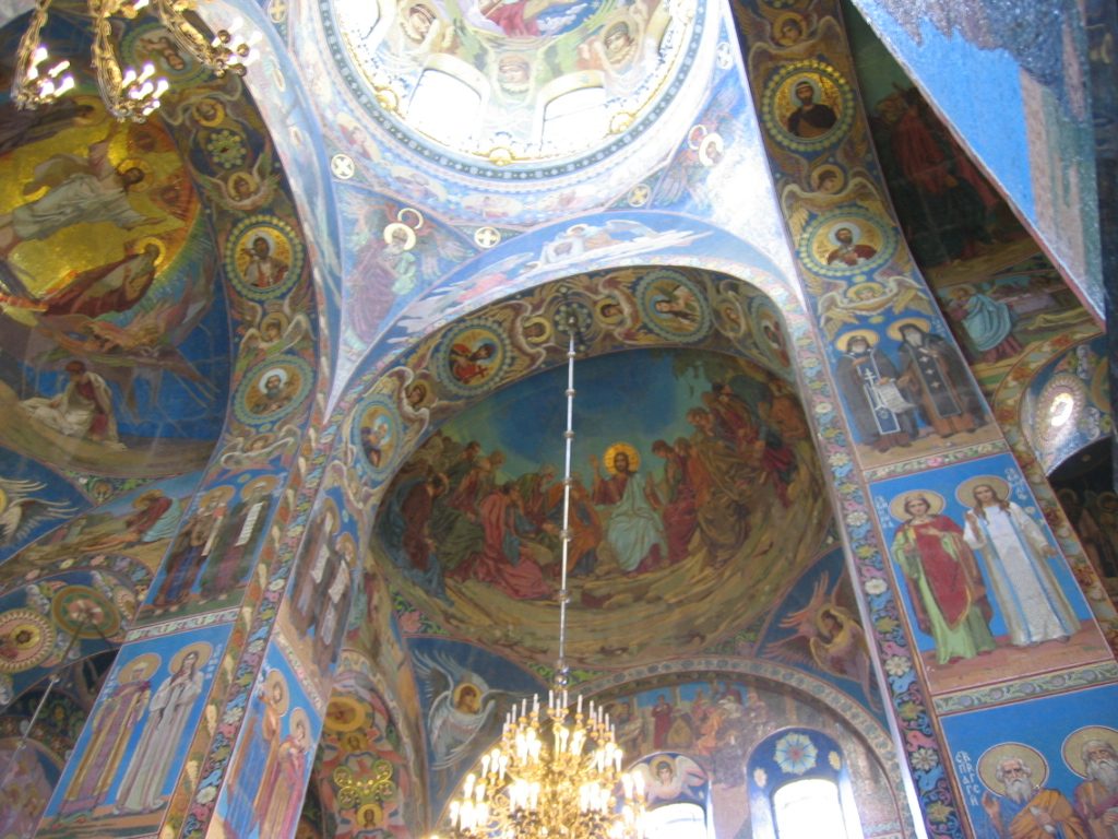 Mosaic interior of the Church on the Site of Spilled Blood.