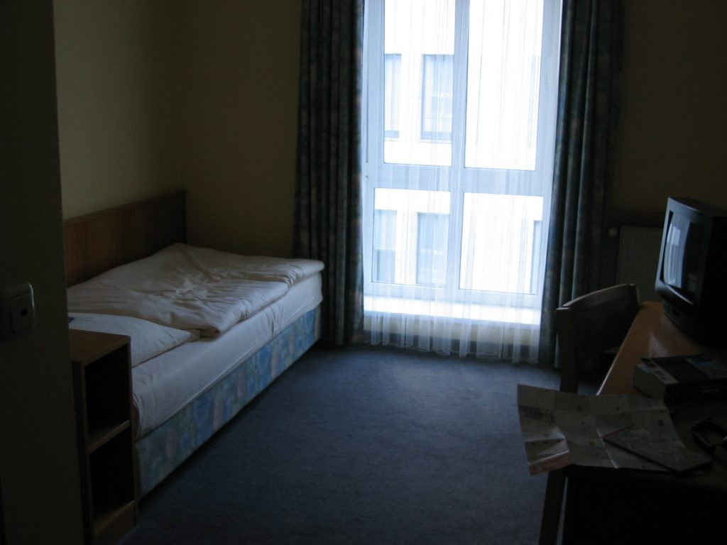 My very comfortable hotel room in Bonn (no hostels to be found).  