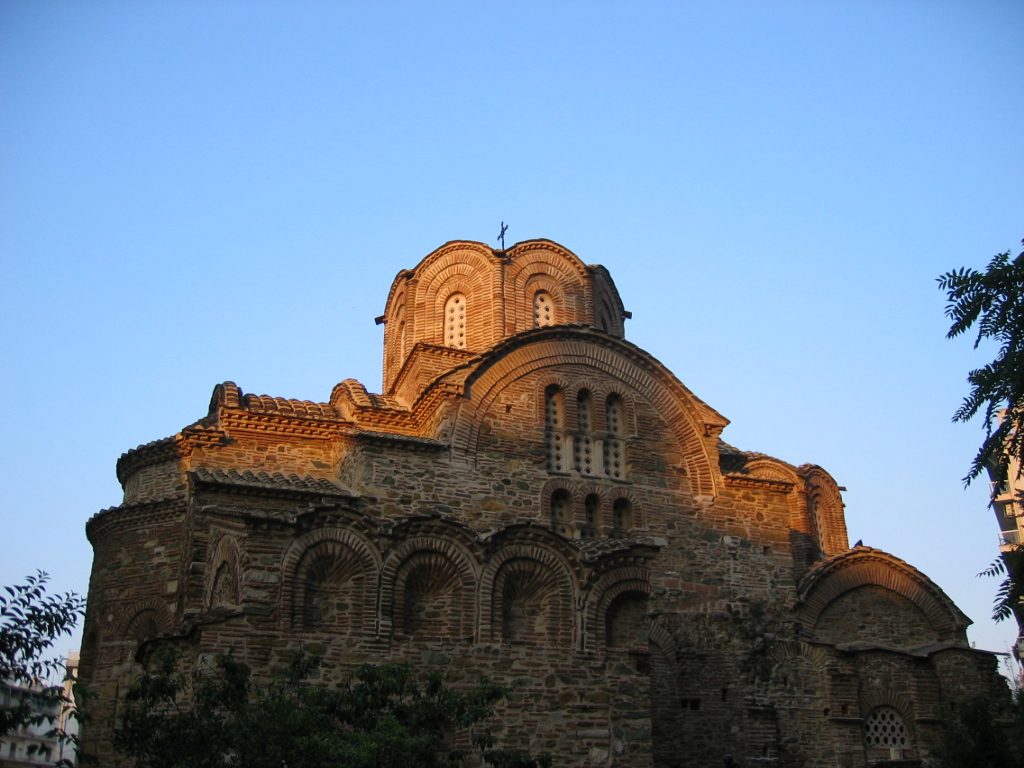 Sunrise on an Orthodox church in downtown Thessaloniki.