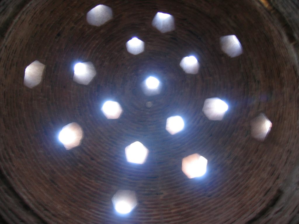 View of the roofs in one of the Turkish baths turned art gallery.