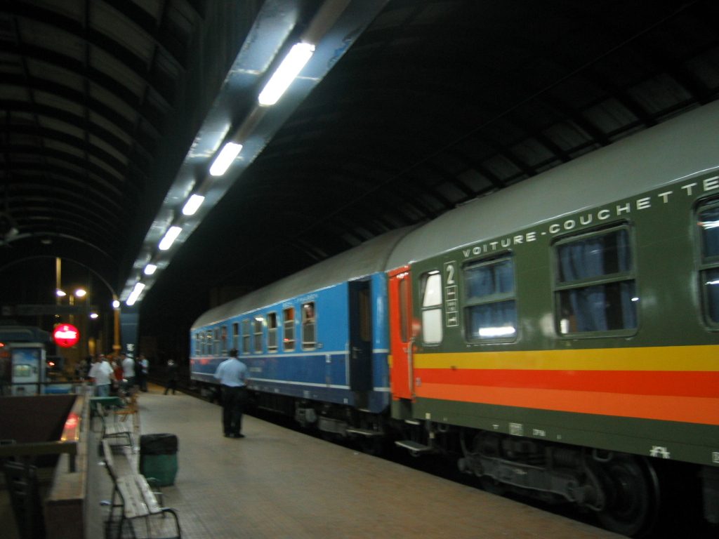 Boarding the trans-Balkan express overnight train for Belgrade, Serbia.