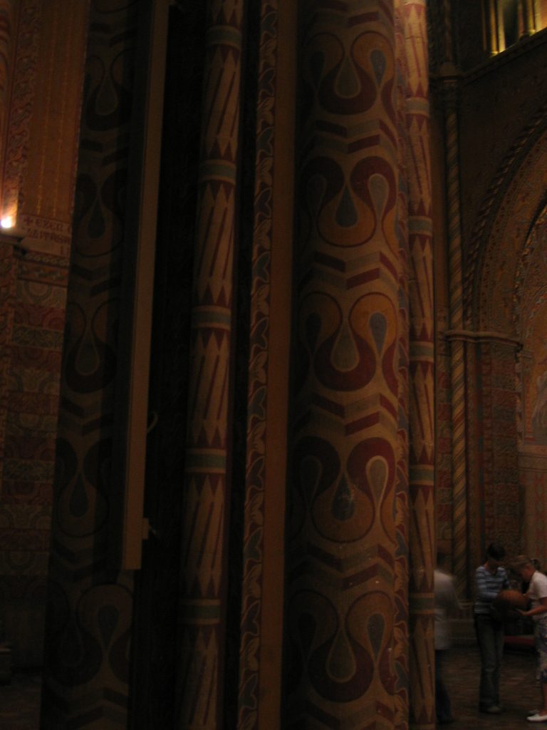 Frescoed interior of Mattias Church.  All of the walls columns and ceilings were covered over...
