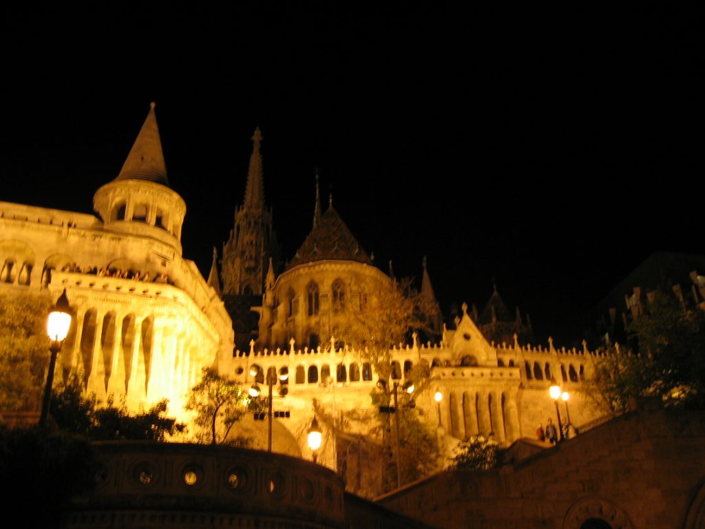 Buda Castle at night.  Sort of reminds me of the Disney World castle.