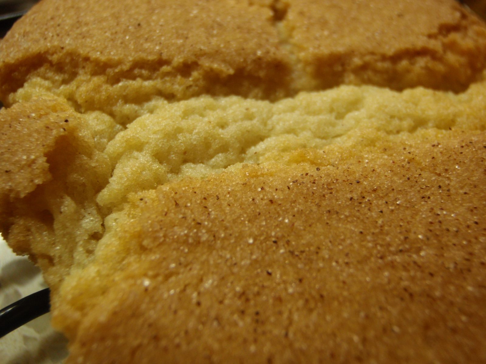 Closeup of a snickerdoodle.