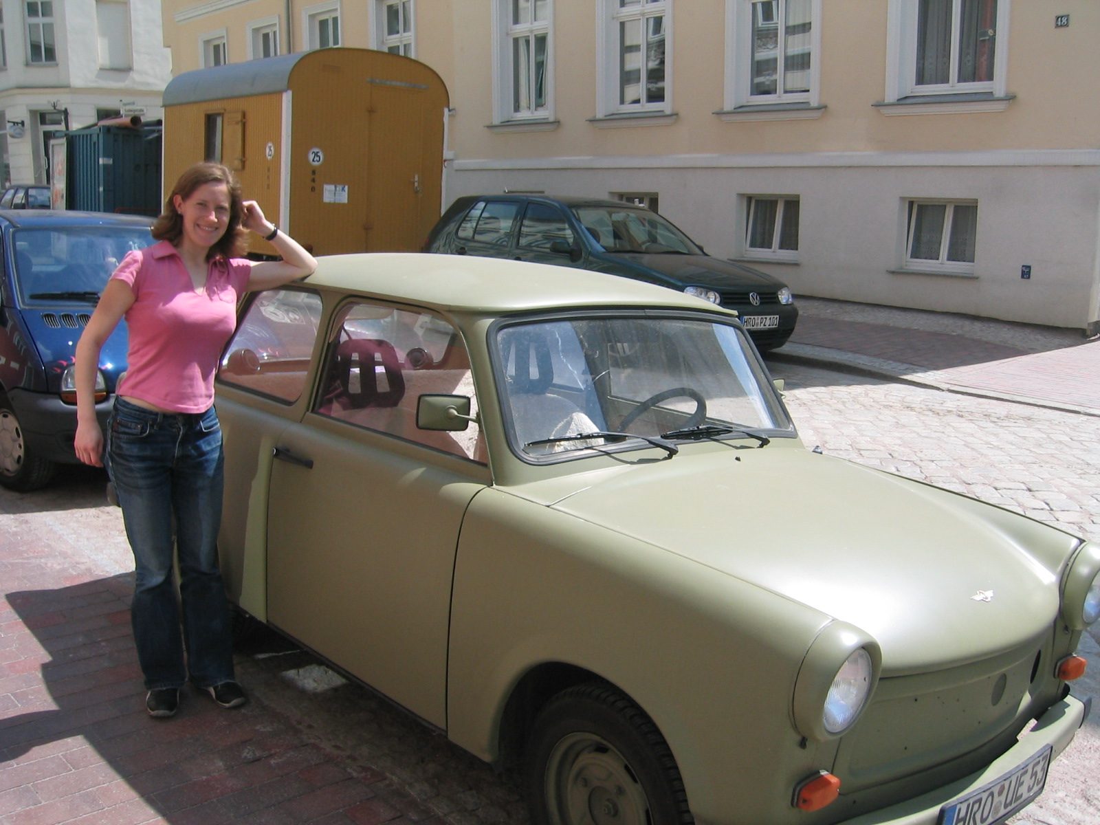 Alison and her local favorite Trabant.