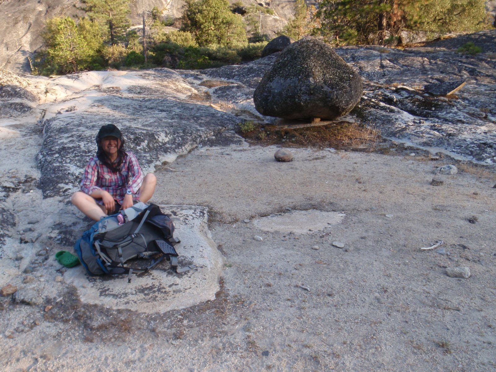 Monica unpacks our bivy and starts to set it up.