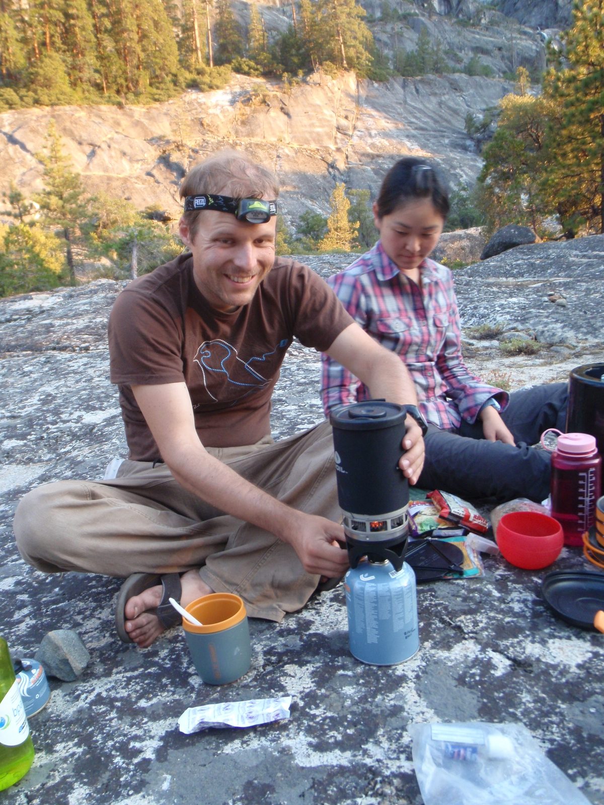 Heating up some water for the first course of our five course dinner. Courses were: 1. Mac &...