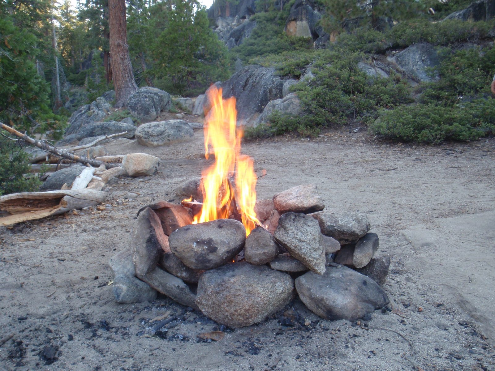 While the fire really got going, Mel reported that she had found the actual perfect campsite.