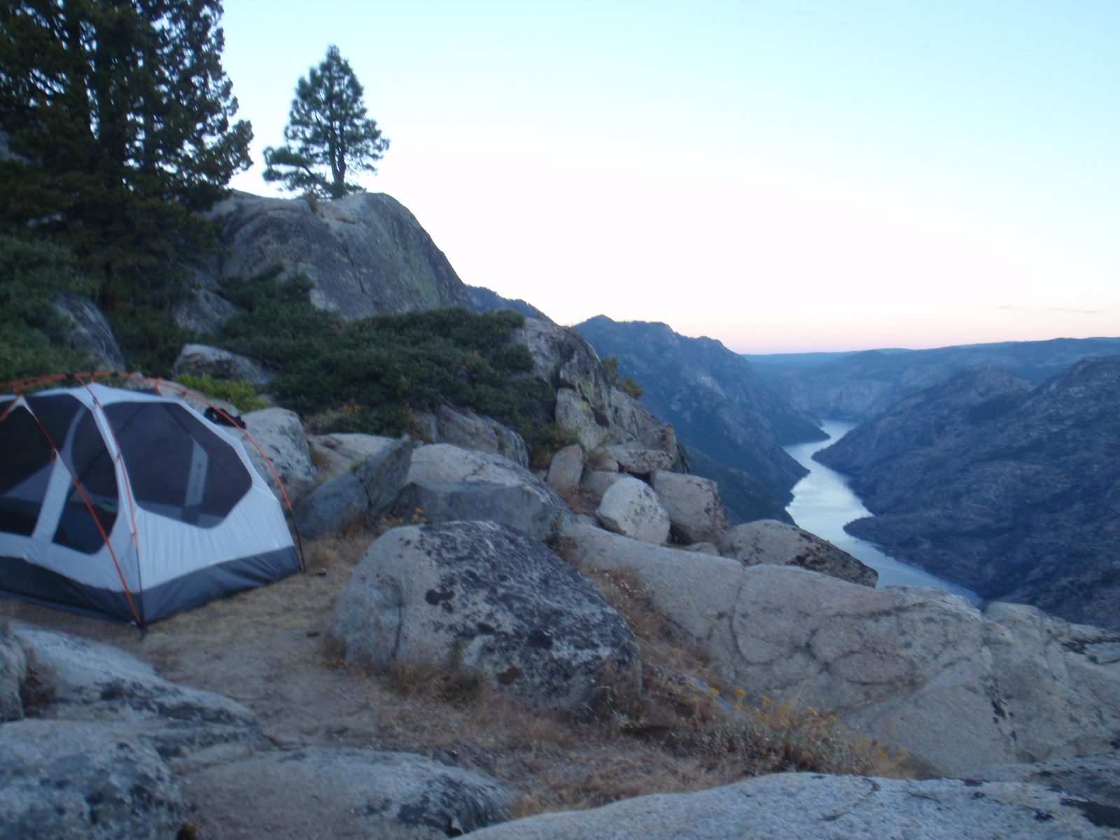 Morning comes to the best campsite ever. This was the view from our bivy, I think.