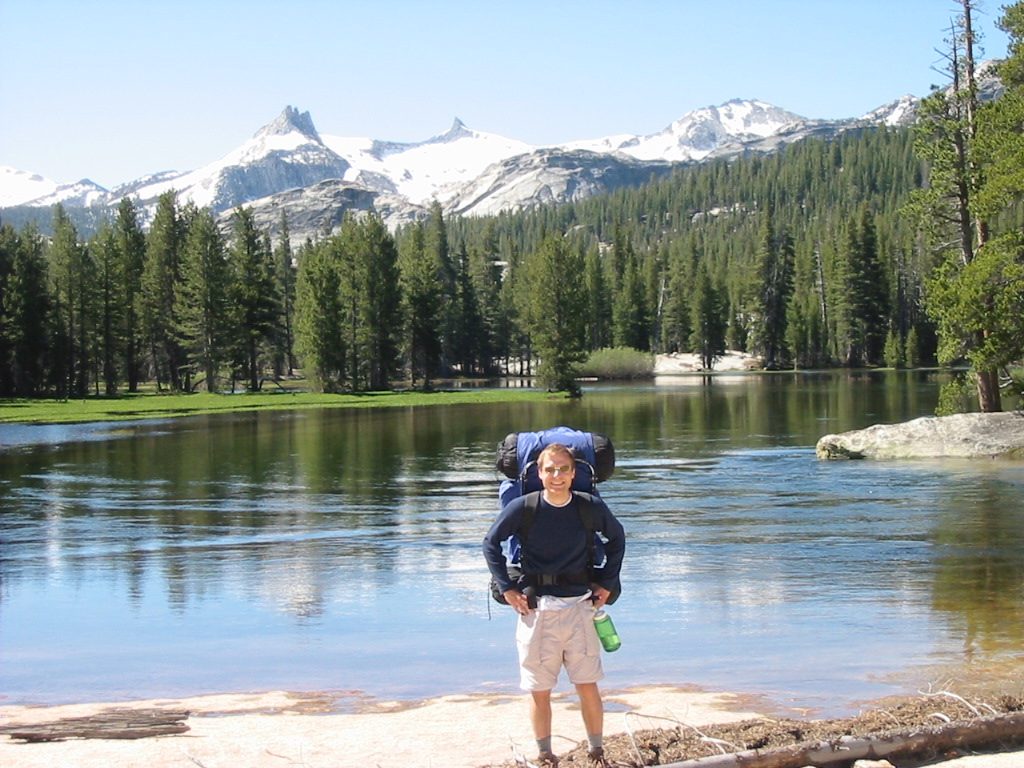 John with the Cathedral Range in the background.