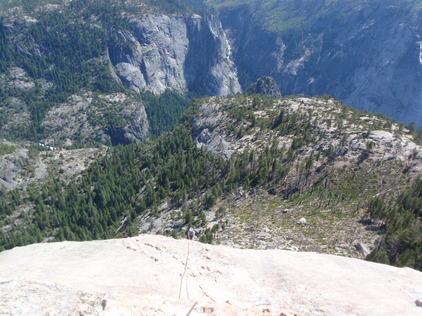 Monica climbing up pitch 6. The climbing and the pitch is definitely starting to ease off and we...