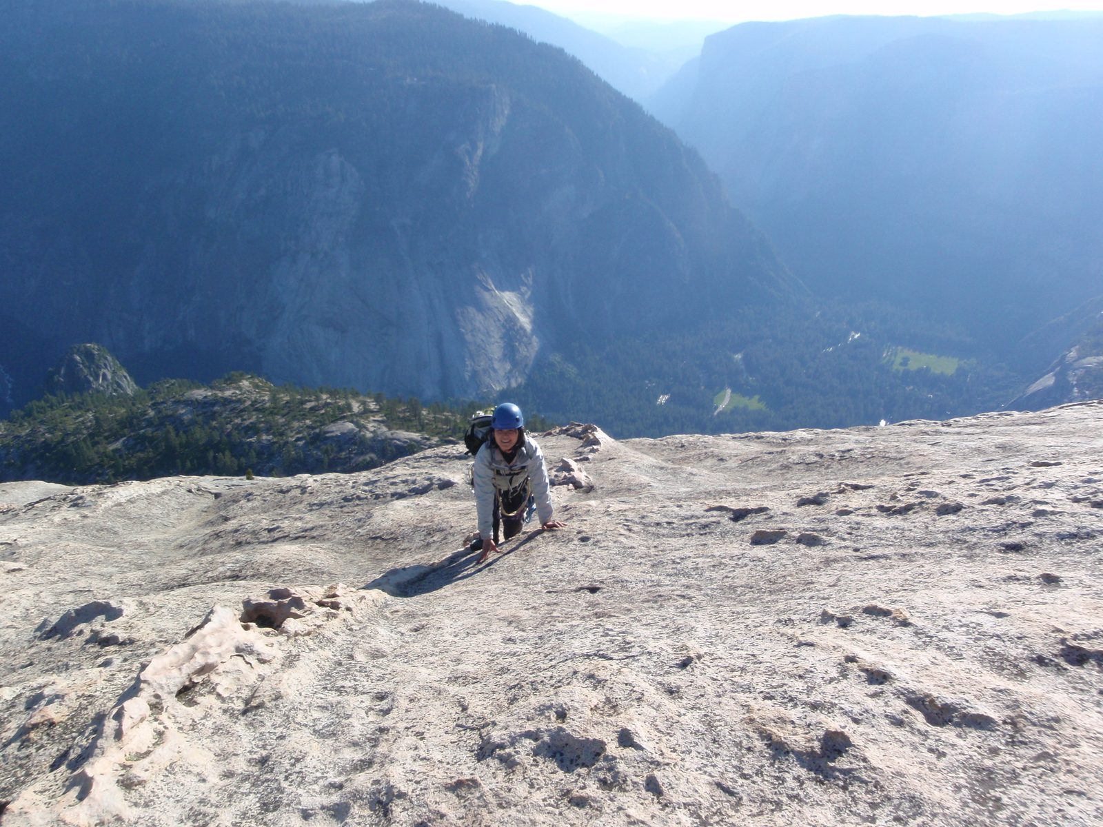 The heavily featured granite on half dome was incredibly sticky, still there was little to hold...