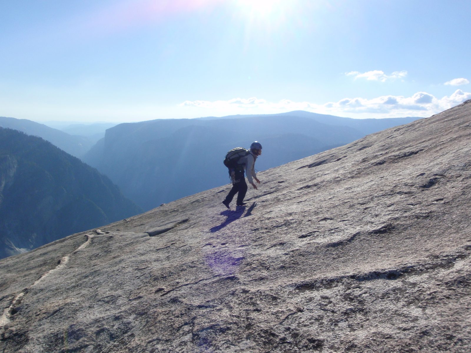 Monica on our endless third class slab hike.