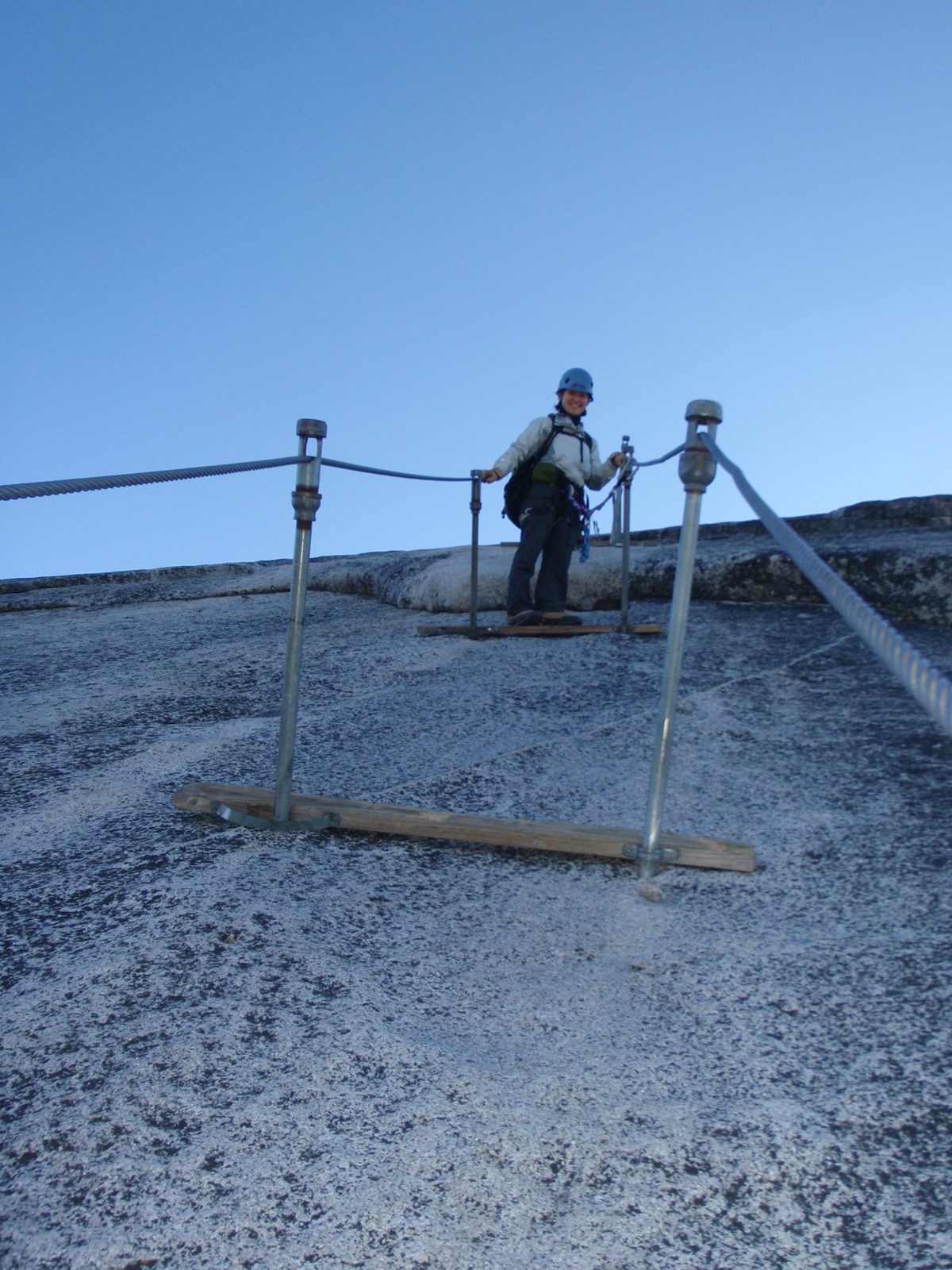 The cables are seriously steep! Without the wooden cross-supports to stop a slide, I don't know...