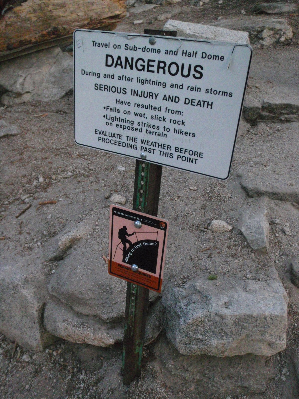 We definitely didn't want to be on Half Dome if it had started to rain or thunderstorm.