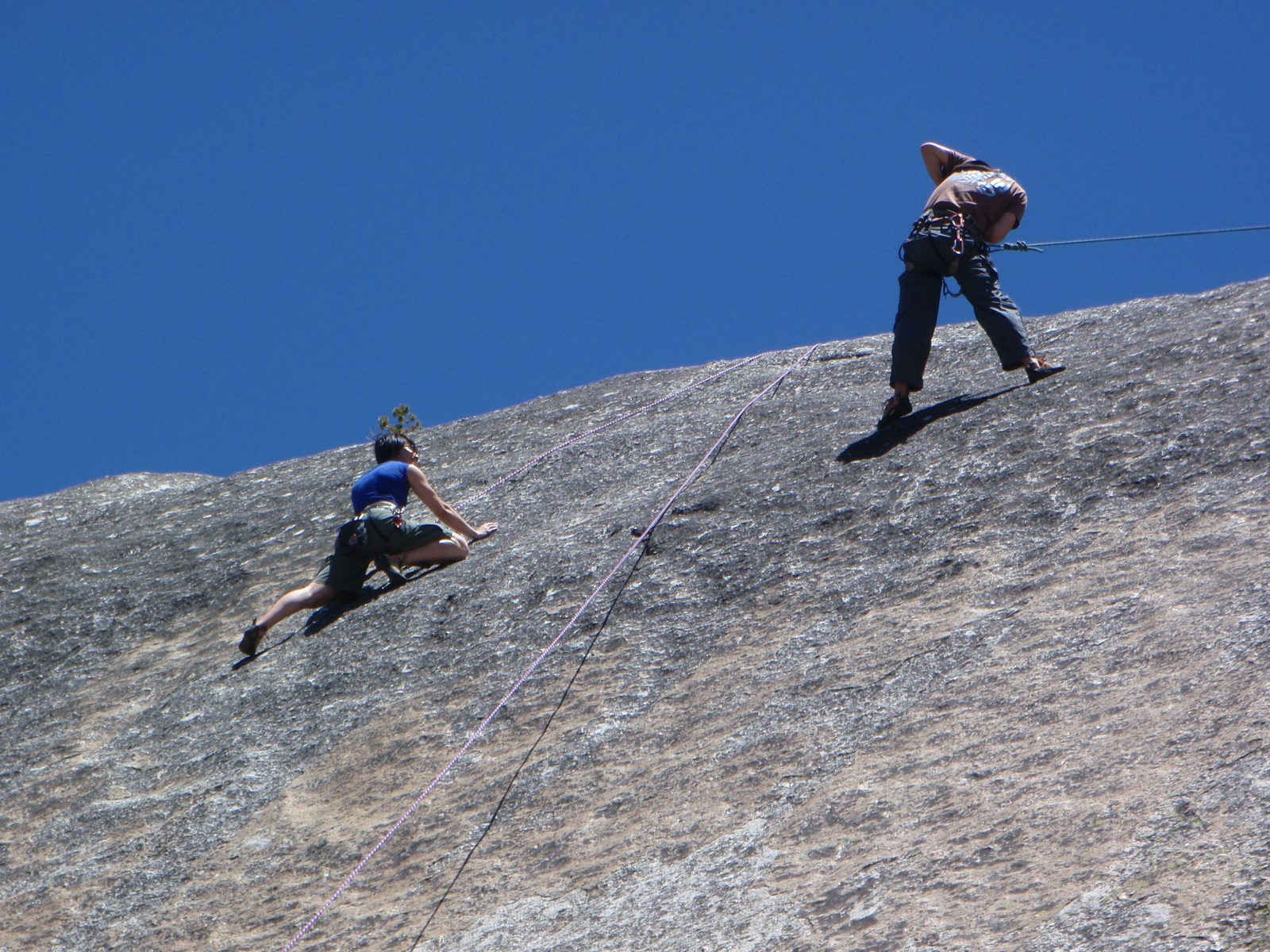 John taking pictures of Sonia Climbing "New Tricks for Old Dogs" (5.10b)