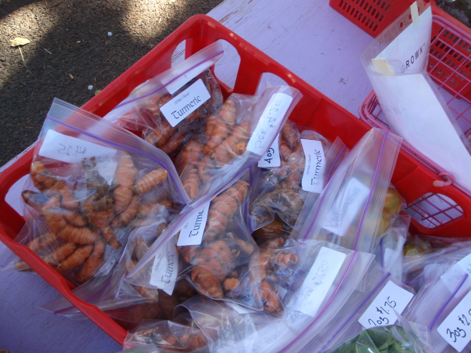 Turmeric for sale, with awesome Gothic typography.