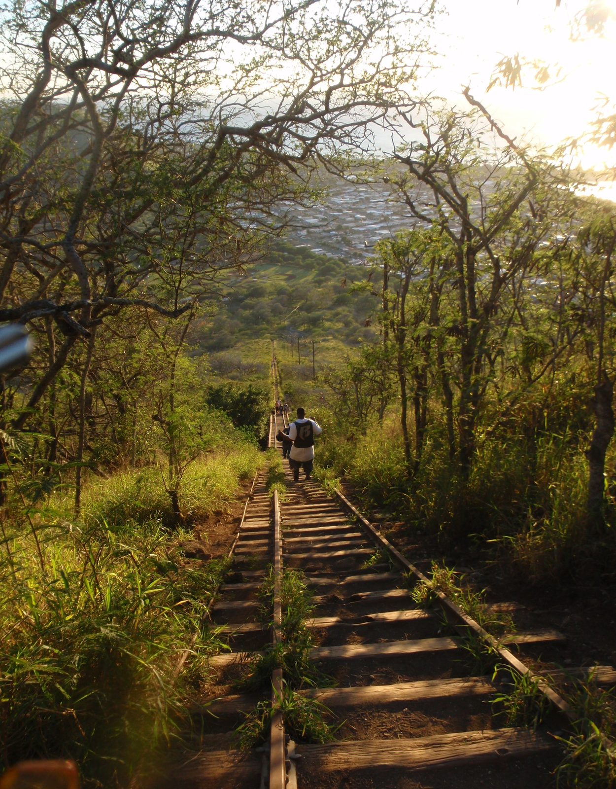 At one point, the funicular track goes across a bridge, so it is necessary to step from one...