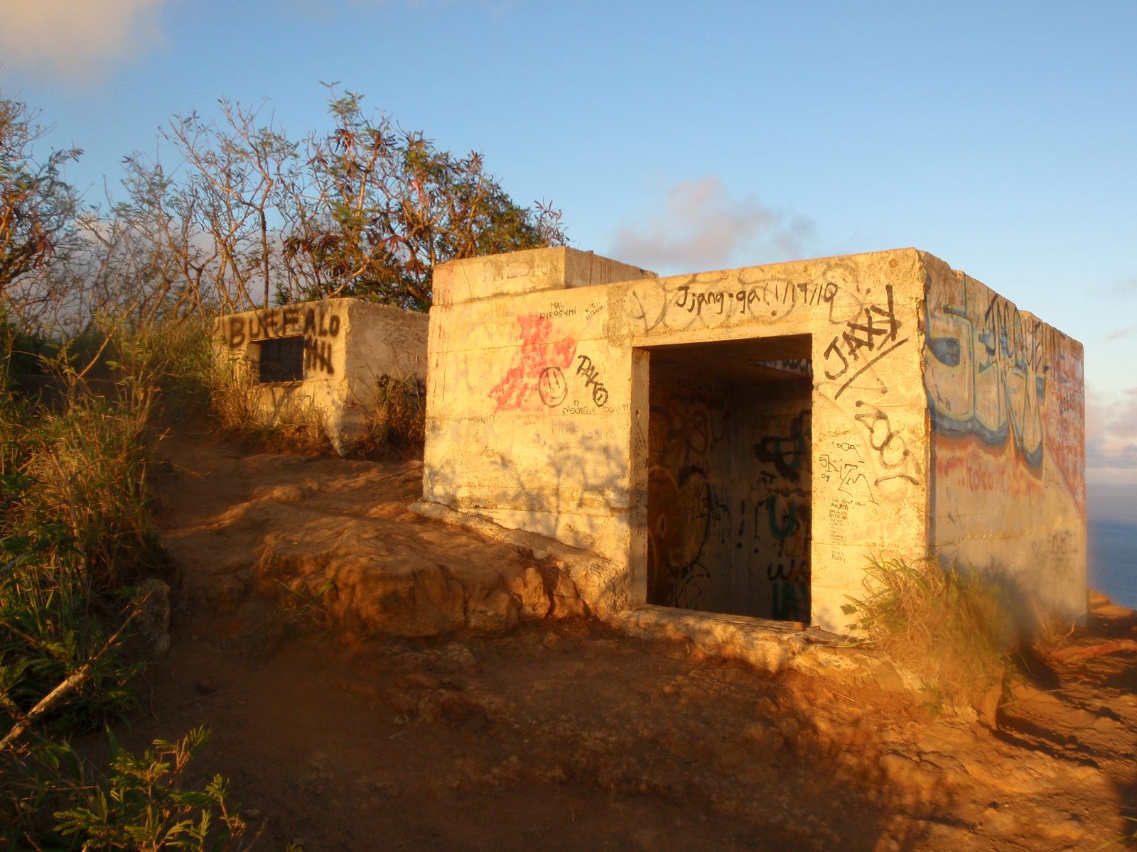 At the top, abandoned buildings that must have been a part of whatever military installation...