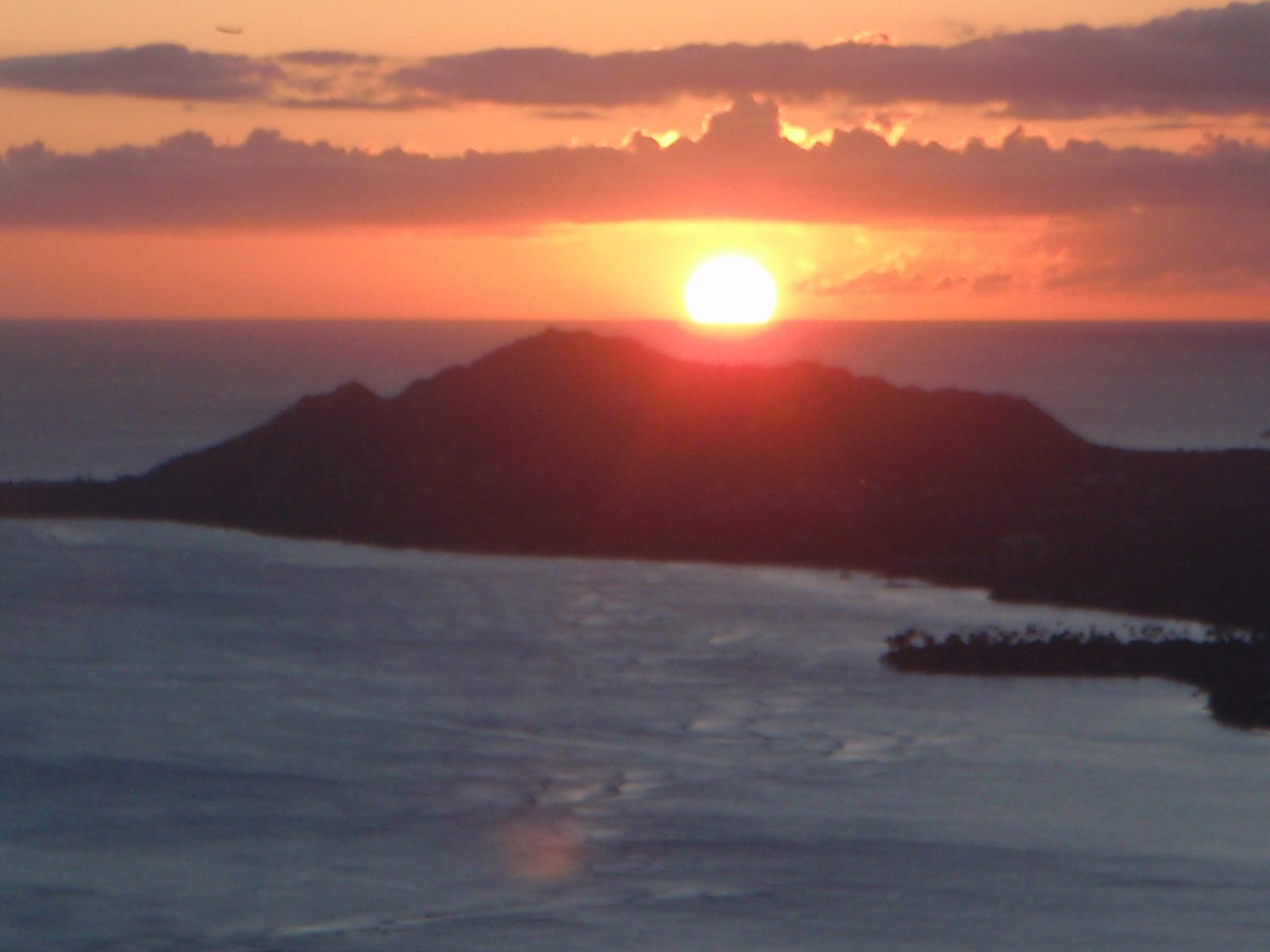 Diamond Head and the sun.  