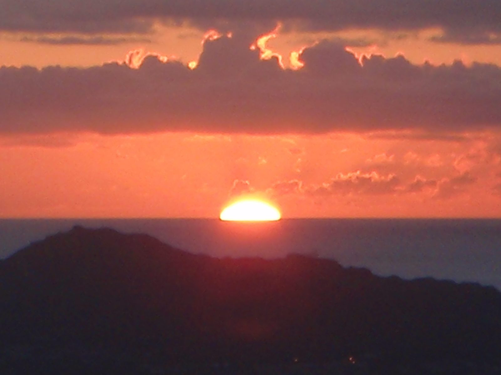 Diamond Head and the last bit of the sun.
