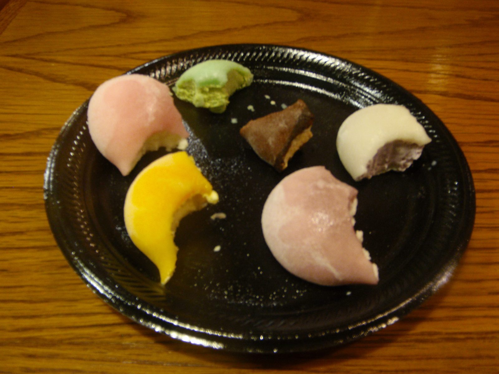 Our plate of mochi. (Mochi is a Japanese rice cake made from steamed glutenous rice flour beaten...